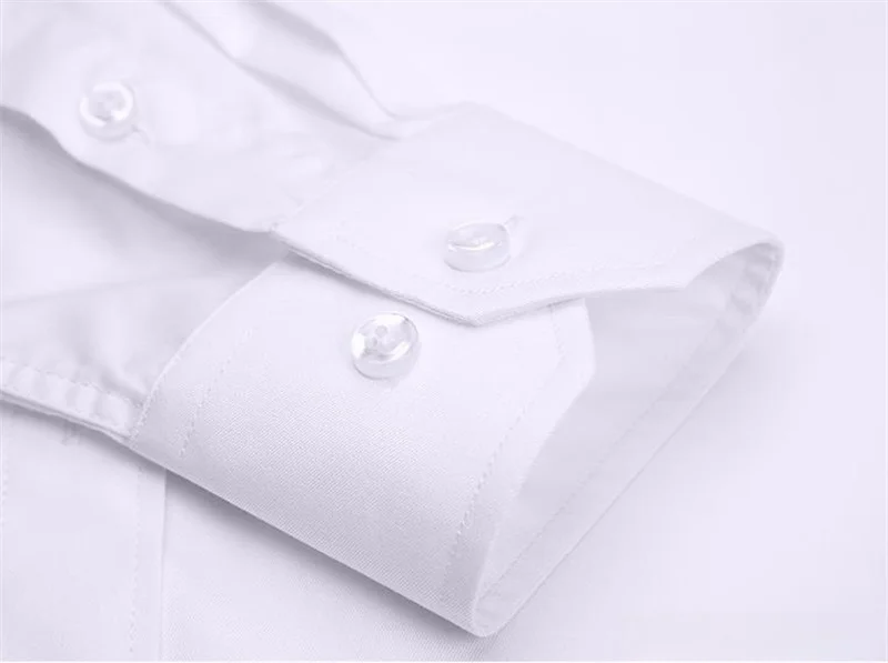 New Men Formal Shirt Long Sleeve Office Solid Color Anti-Wrinkle Fashion Business Pocket White Blue Social Pocket Shirts 6XL 7XL