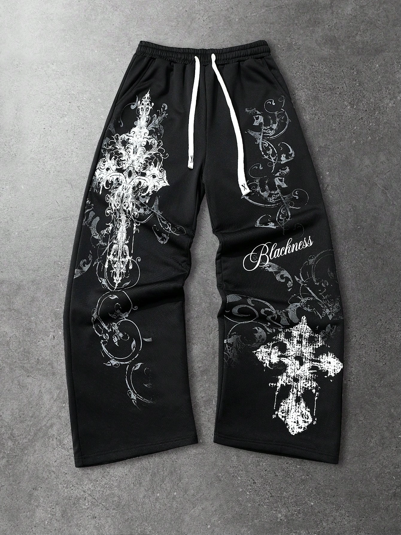 Summer Hot Sale Y2K Letter Flame Star Print Wide Leg Sweatpants Unisex Drawstring Loose Hip Hop Streetwear Casual Long Trousers