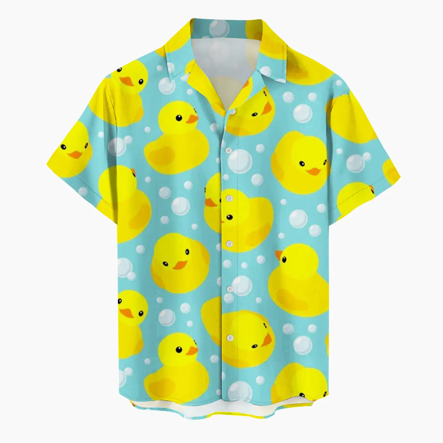 2025 New Men's Shirt Little Yellow Duck 3D Printed Funny Hawaiian Beach Tops Short Sleeve Casual Fashion Blouse Social Shirt