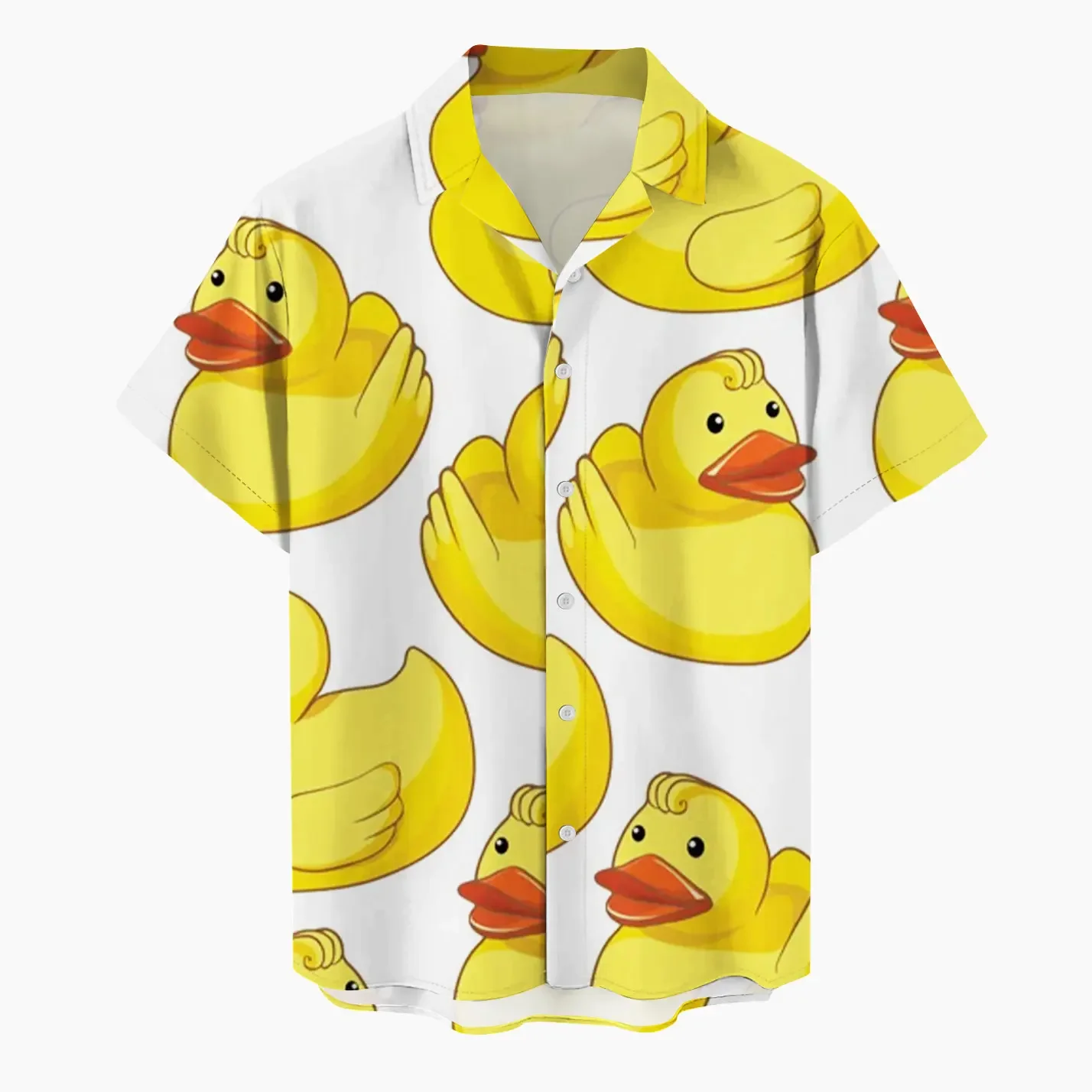 2025 New Men's Shirt Little Yellow Duck 3D Printed Funny Hawaiian Beach Tops Short Sleeve Casual Fashion Blouse Social Shirt