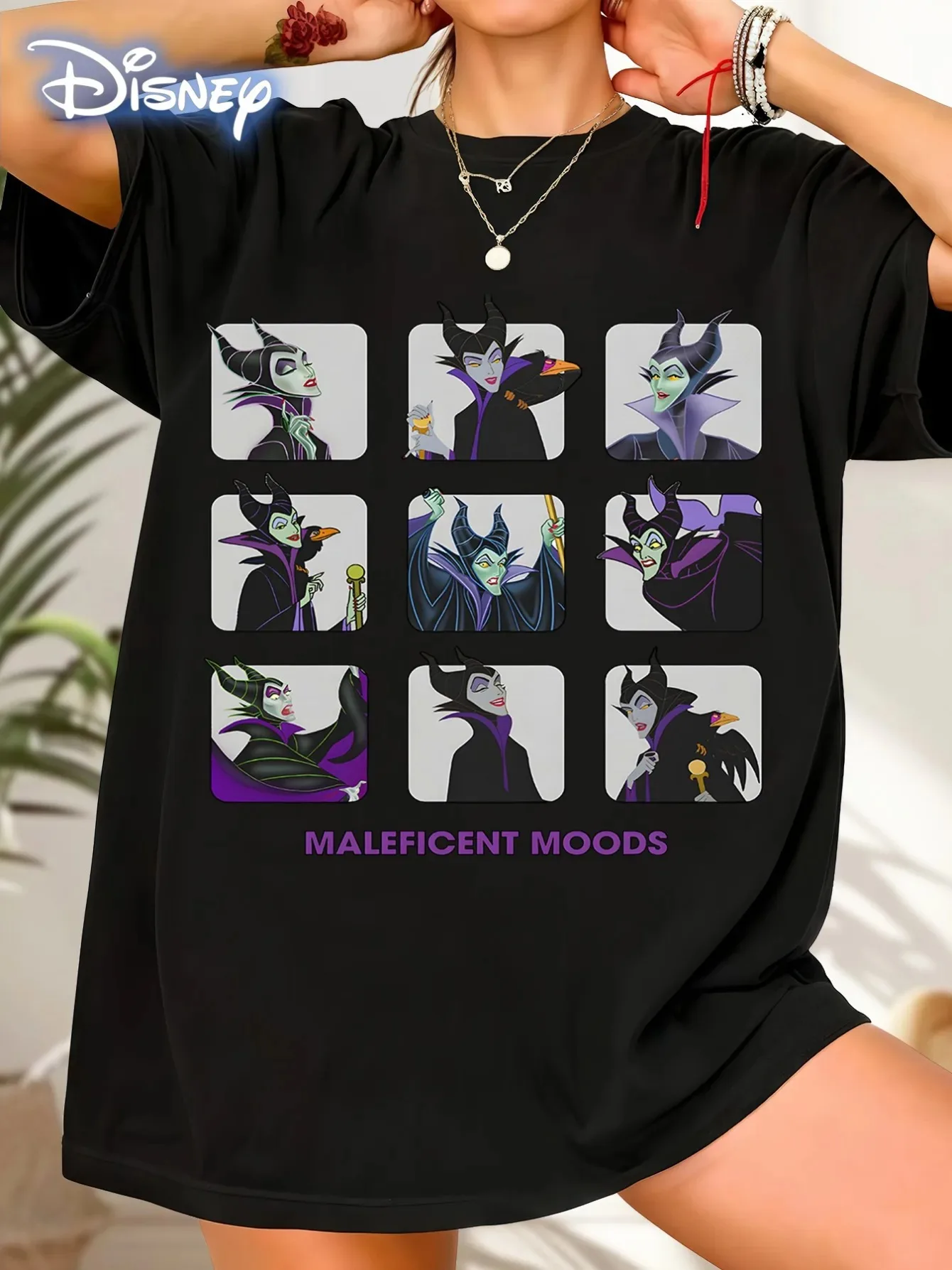 Disney T Shirt Retro Halloween Villain Evil Queen Loose Breathable Cotton Printed T-shirt