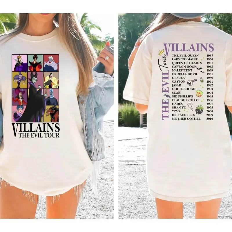 Disney T Shirt Retro Halloween Villain Evil Queen Loose Breathable Cotton Printed T-shirt