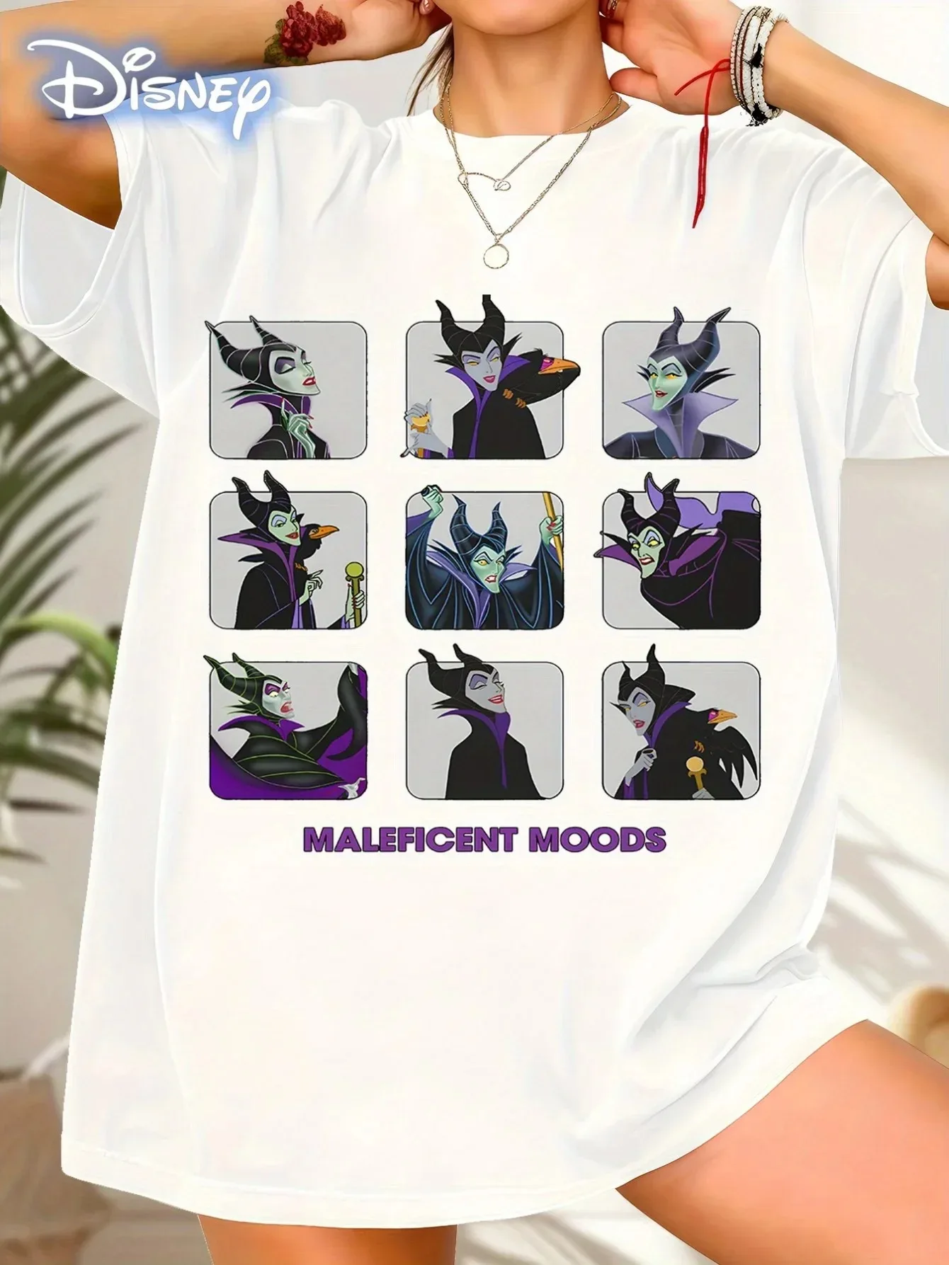 Disney T Shirt Retro Halloween Villain Evil Queen Loose Breathable Cotton Printed T-shirt