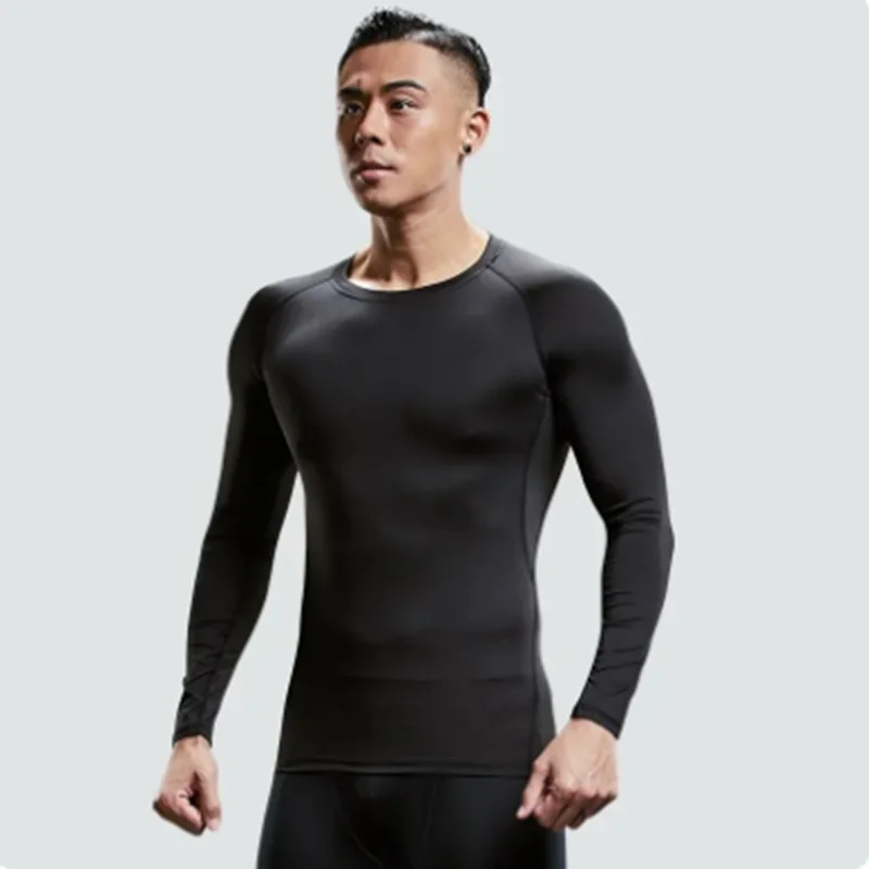 Autumn Bat Print Men's Compression T-Shirt Quick Dry Gym Workout Top Fitness Rashguard for Running Long Sleeve Sport Workout