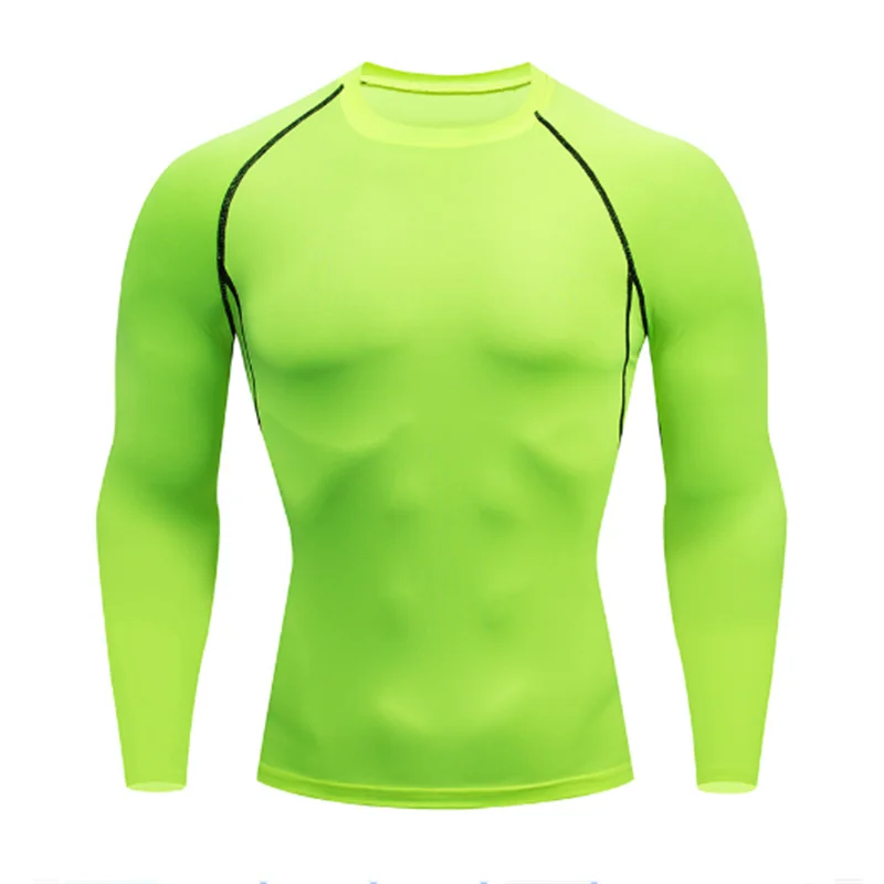 Autumn Bat Print Men's Compression T-Shirt Quick Dry Gym Workout Top Fitness Rashguard for Running Long Sleeve Sport Workout