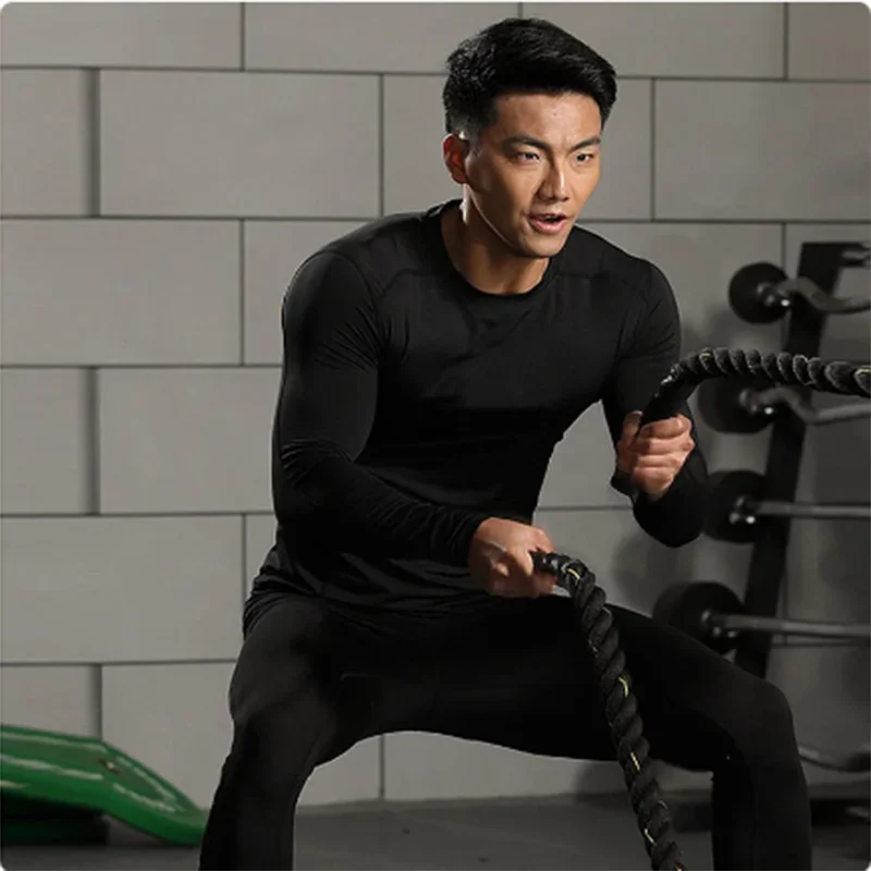 Autumn Bat Print Men's Compression T-Shirt Quick Dry Gym Workout Top Fitness Rashguard for Running Long Sleeve Sport Workout