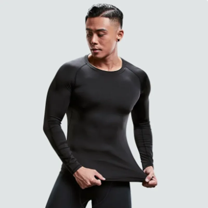 Autumn Bat Print Men's Compression T-Shirt Quick Dry Gym Workout Top Fitness Rashguard for Running Long Sleeve Sport Workout
