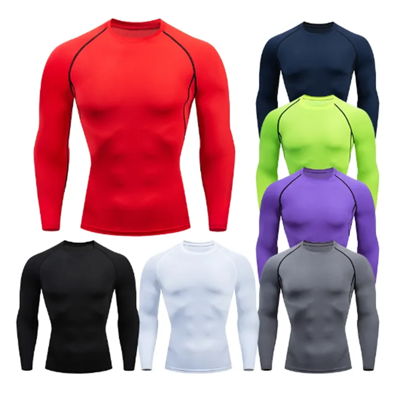 Autumn Bat Print Men's Compression T-Shirt Quick Dry Gym Workout Top Fitness Rashguard for Running Long Sleeve Sport Workout