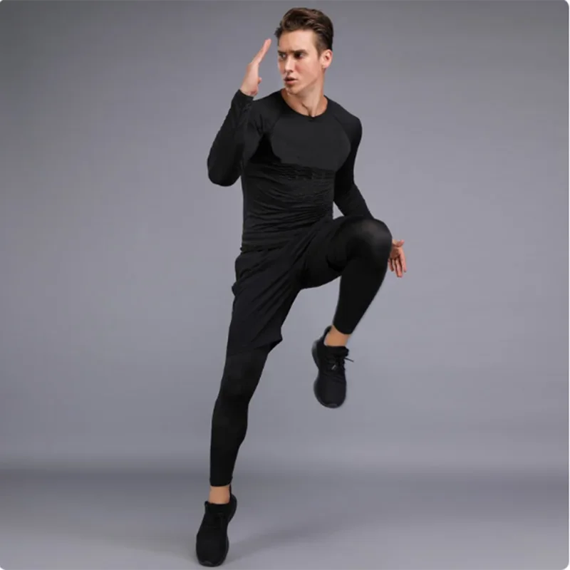 Autumn Bat Print Men's Compression T-Shirt Quick Dry Gym Workout Top Fitness Rashguard for Running Long Sleeve Sport Workout