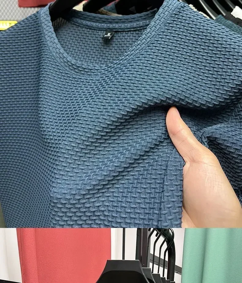 Ice Silk Mesh T-shirt Men's Short Sleeve Round Neck Tshirt Man Summer Half Sleeve Men Thin Solid Color Sports Tees Tops