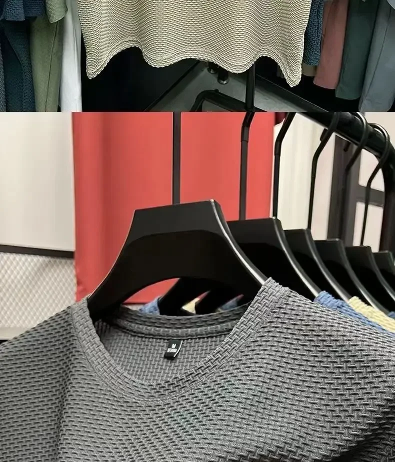 Ice Silk Mesh T-shirt Men's Short Sleeve Round Neck Tshirt Man Summer Half Sleeve Men Thin Solid Color Sports Tees Tops