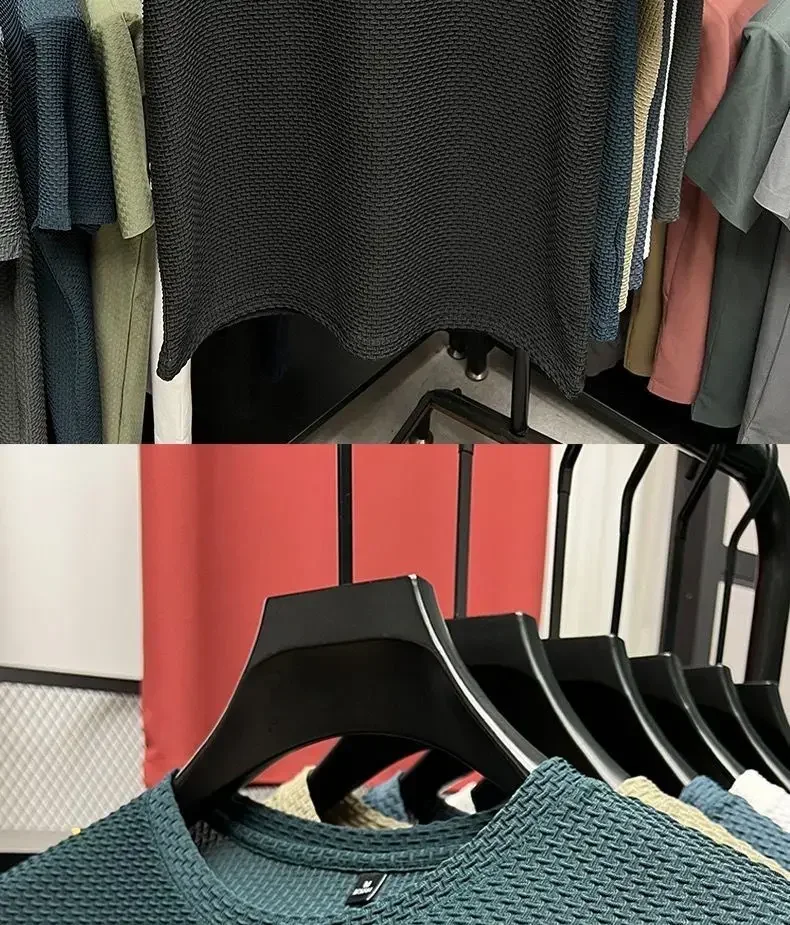 Ice Silk Mesh T-shirt Men's Short Sleeve Round Neck Tshirt Man Summer Half Sleeve Men Thin Solid Color Sports Tees Tops