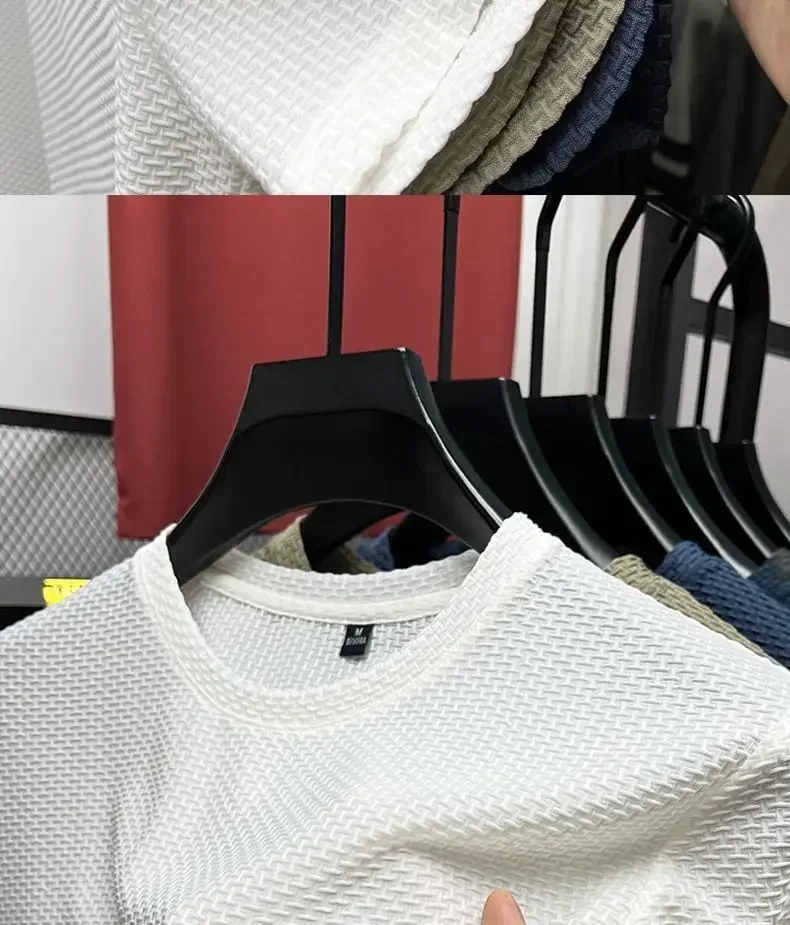 Ice Silk Mesh T-shirt Men's Short Sleeve Round Neck Tshirt Man Summer Half Sleeve Men Thin Solid Color Sports Tees Tops