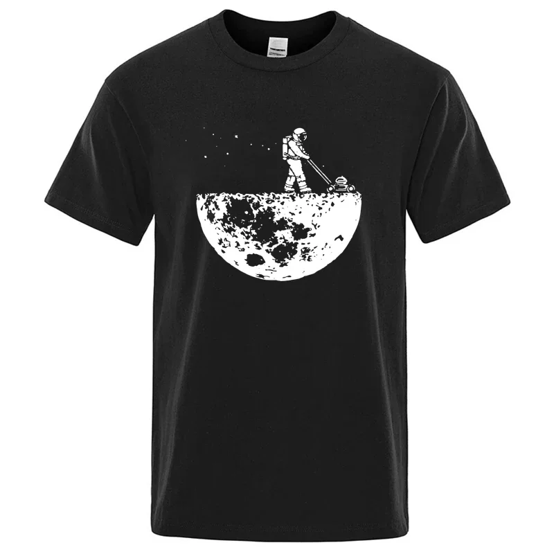 Men T-shirt High Quality Funny Cotton Blend Lunar Cleaner Printing Casual Cool Loose O-neck Male for MenT-shirt Hip Hop Tees