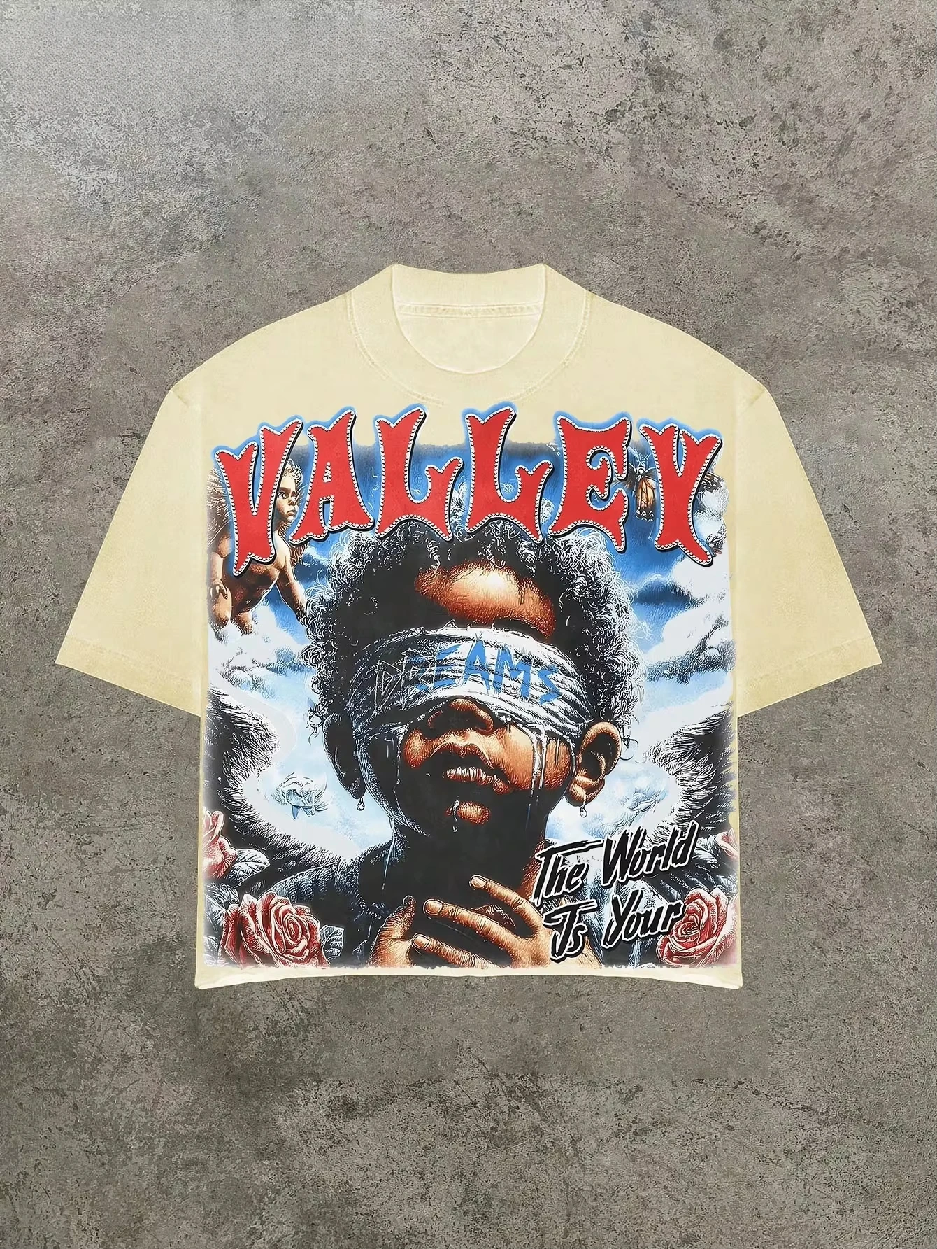 Valley & Dreams Retro Dark Style Y2k Street Trendy Brand T-Shirt Cotton Graphic Tee Men Women Summer Streetwear