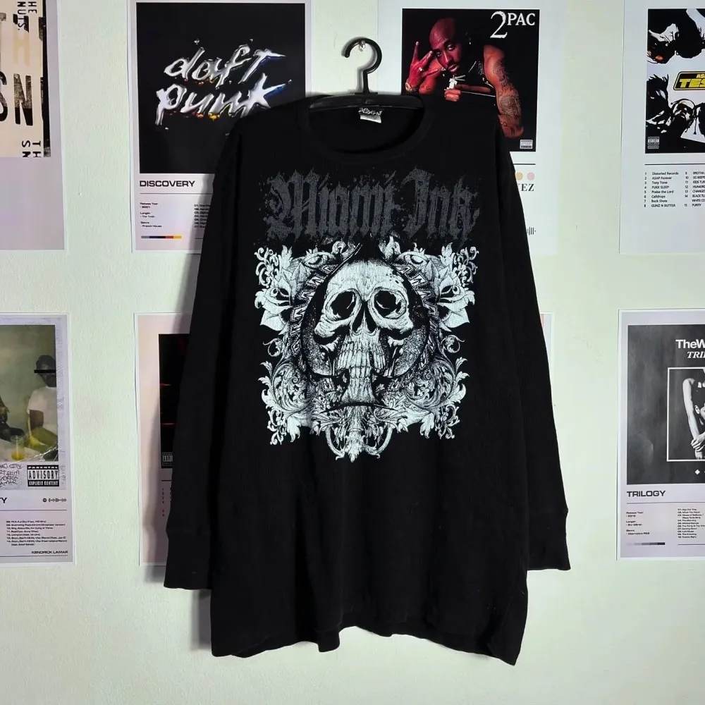 Fashionable Men's Autumn Personalized Skull Letter Print Micro Elastic Comfortable Long-Sleeved T-Shirt Outdoor Street Style Top