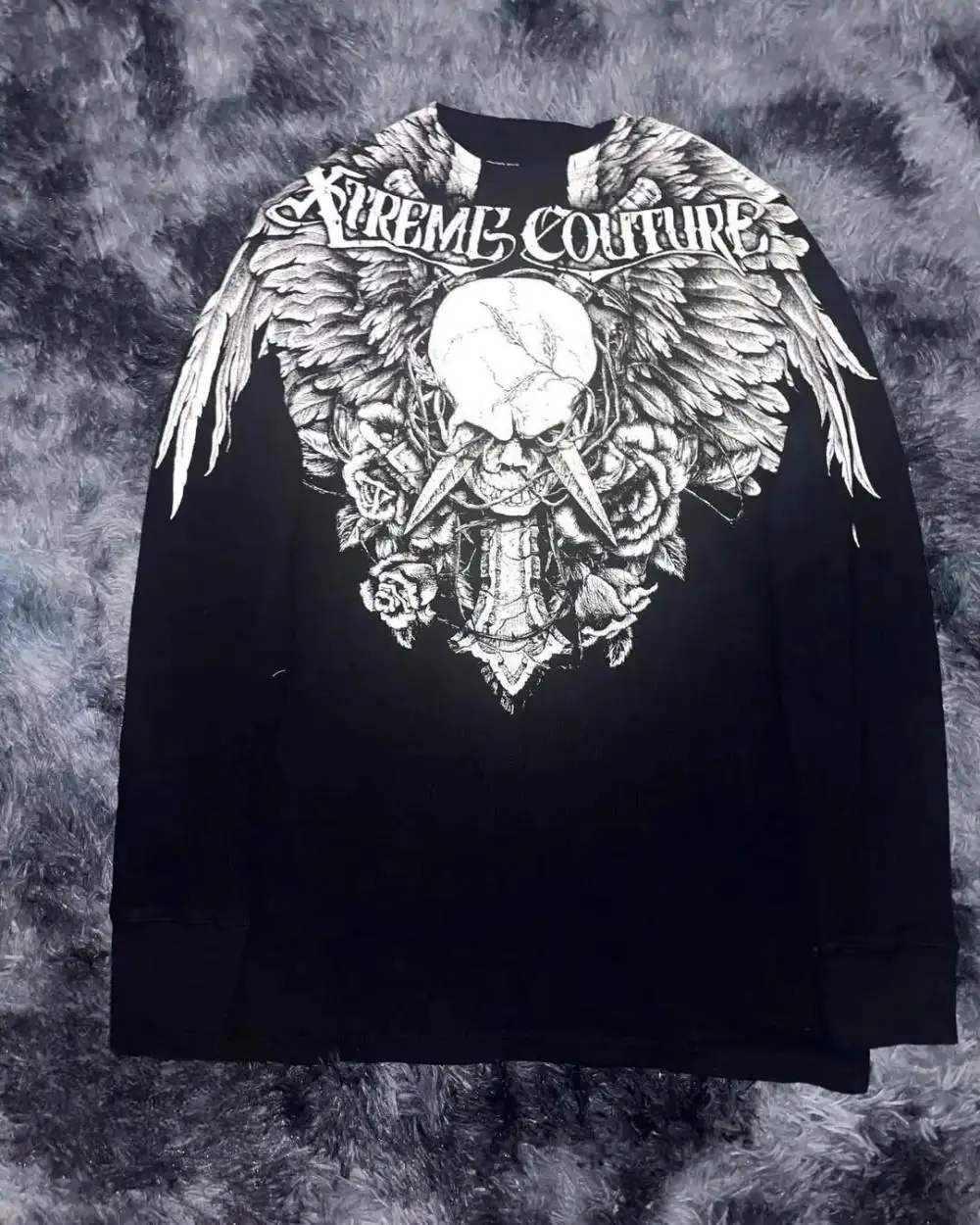 Fashionable Men's Autumn Personalized Skull Letter Print Micro Elastic Comfortable Long-Sleeved T-Shirt Outdoor Street Style Top