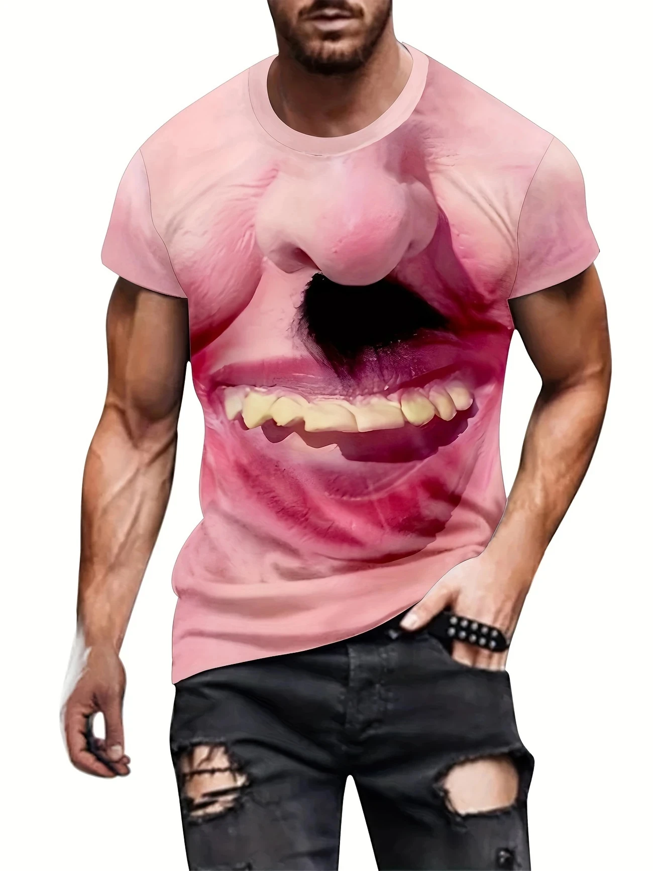 Men's T-shirt Funny Printed Pattern Short Sleeve Summer Outdoor Fashion Round Neck Tops Men's Clothing Abstract Art New Summer