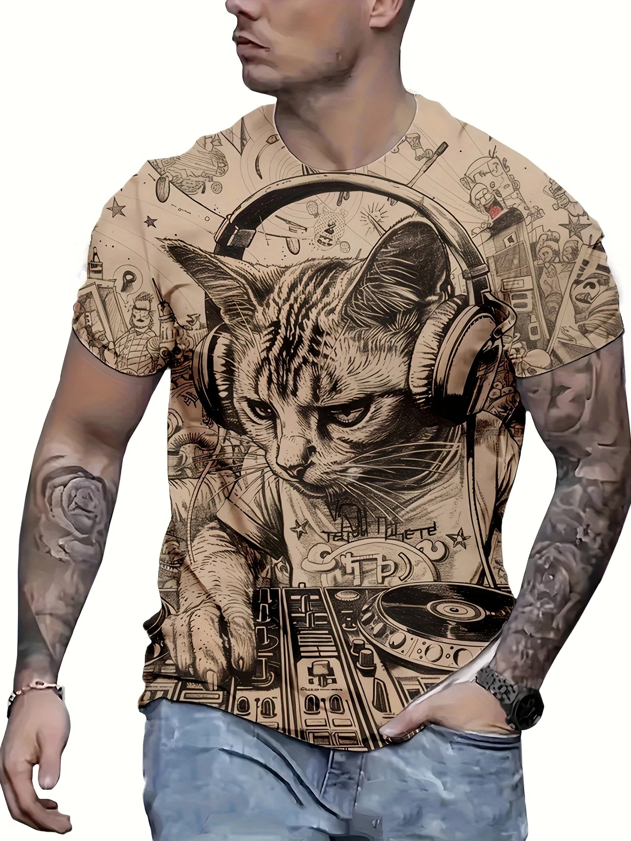 Men's T-shirt Funny Printed Pattern Short Sleeve Summer Outdoor Fashion Round Neck Tops Men's Clothing Abstract Art New Summer