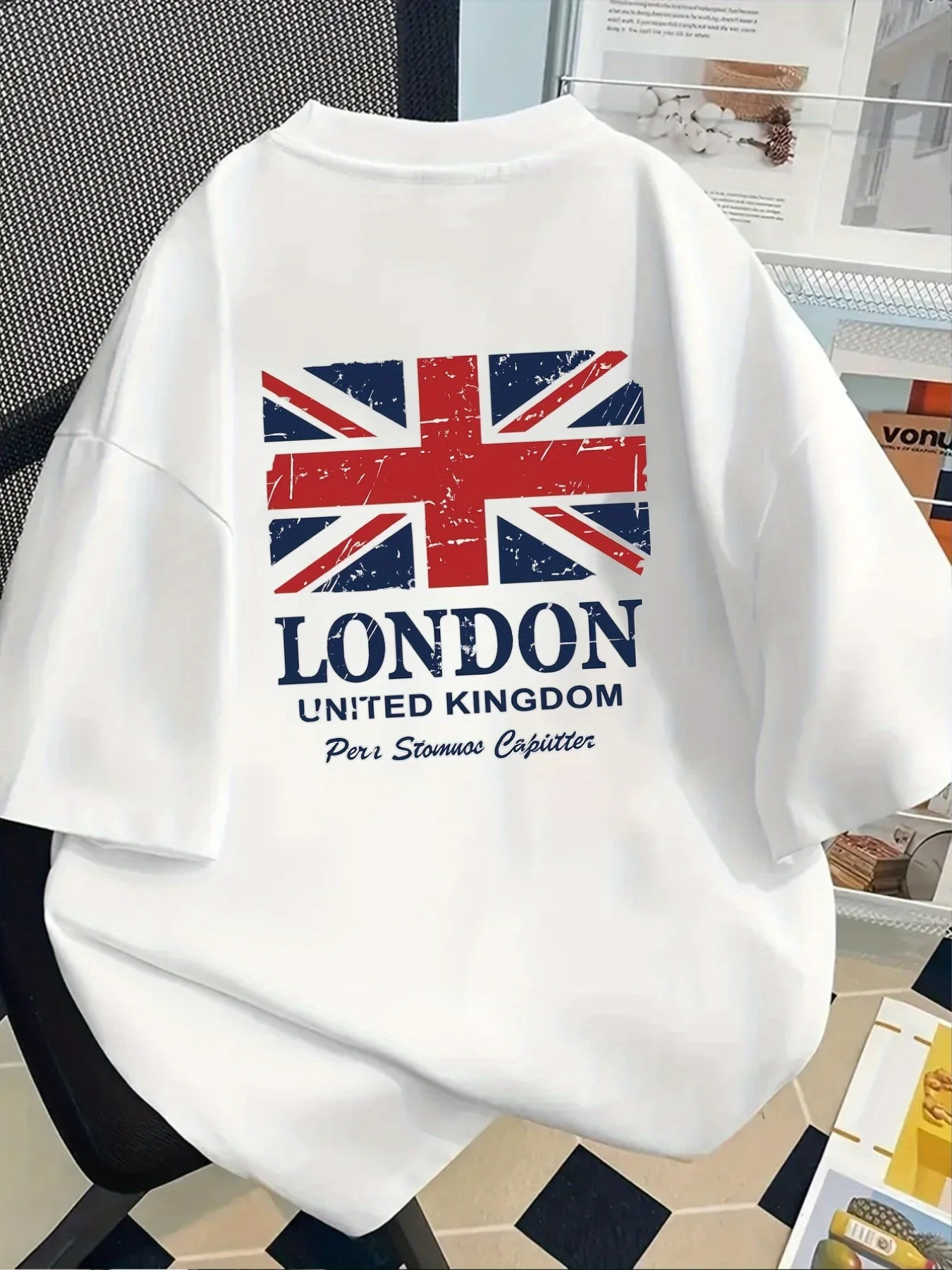 2026 Men's London Union Jack Print 100% Cotton T-Shirt Summer Casual Short-Sleeve T-Shirt
