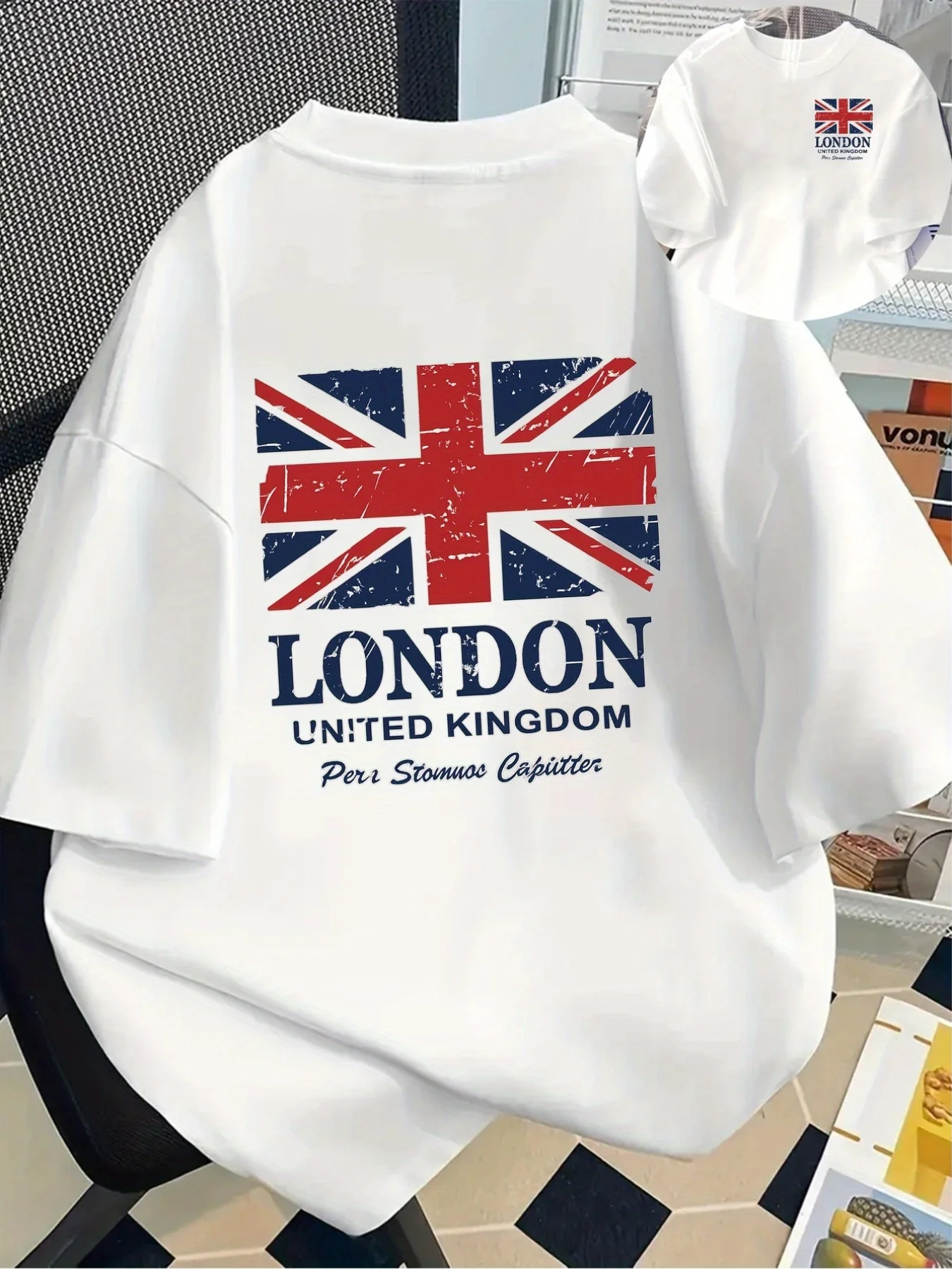 2026 Men's London Union Jack Print 100% Cotton T-Shirt Summer Casual Short-Sleeve T-Shirt