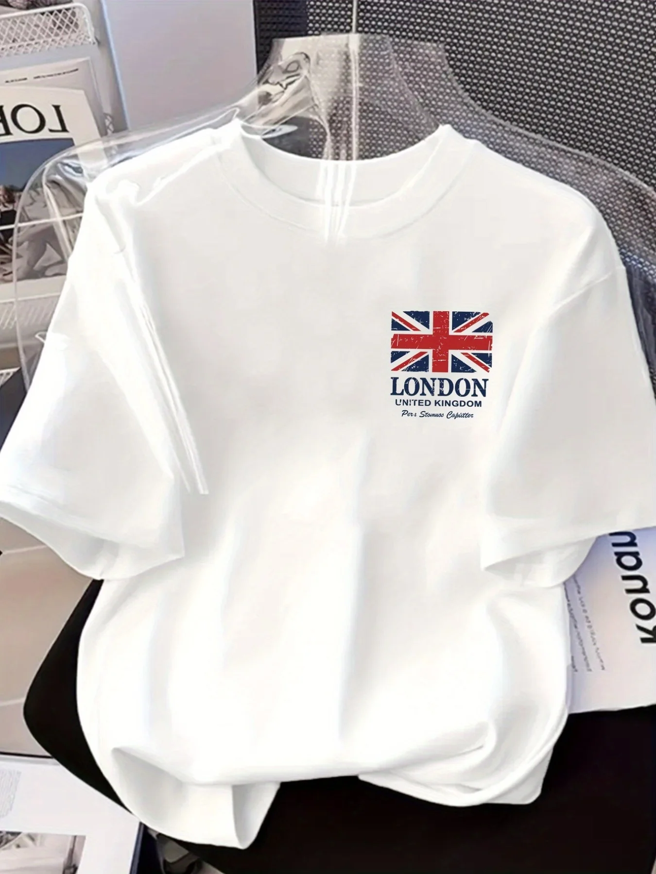 2026 Men's London Union Jack Print 100% Cotton T-Shirt Summer Casual Short-Sleeve T-Shirt