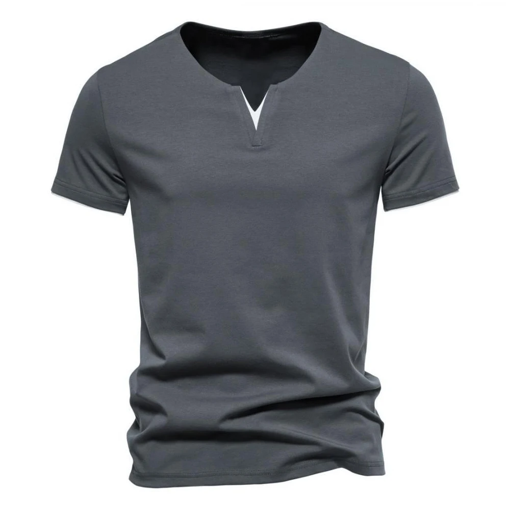 Mens Short Sleeve Henley Shirt Casual Summer V Neck T-Shirt Casual Slim Fit Basic Solid Color Loose Fitness Sport Breathable Top