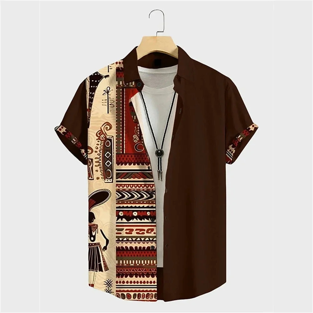 New Fashion 3D Printed Holiday Button Men's Clothing Luxury Men's Shirt Casual Short Sleeved Retro Shirt Men's Top