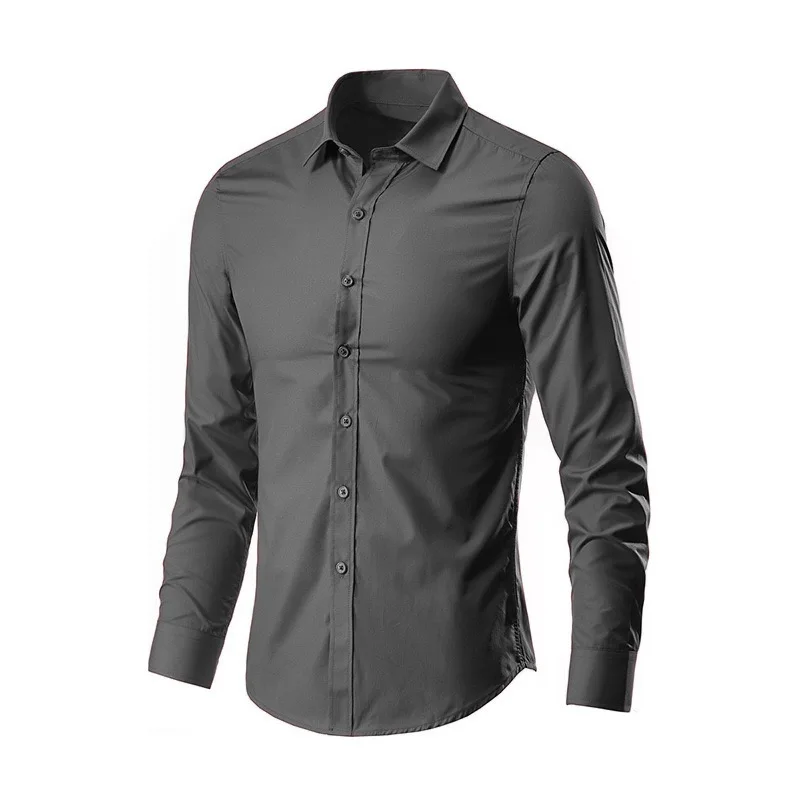 Social men's shirt Long sleeve non-ironing Business is decorated professional office casual easy to care solid color shirt