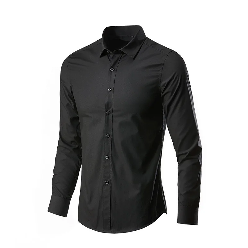 Social men's shirt Long sleeve non-ironing Business is decorated professional office casual easy to care solid color shirt