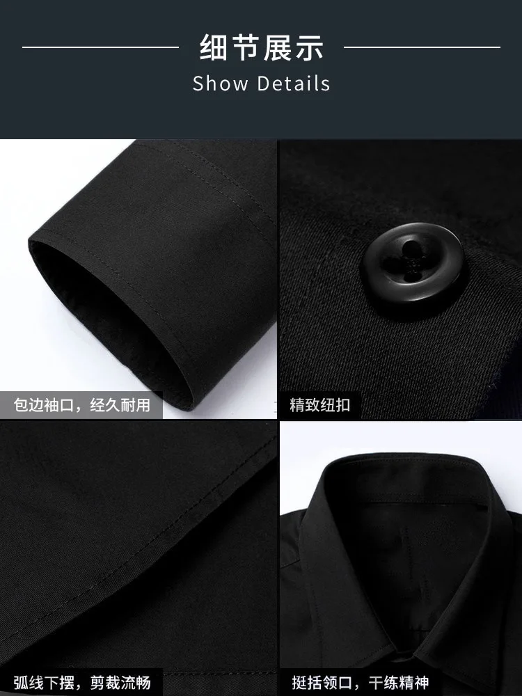 Social men's shirt Long sleeve non-ironing Business is decorated professional office casual easy to care solid color shirt