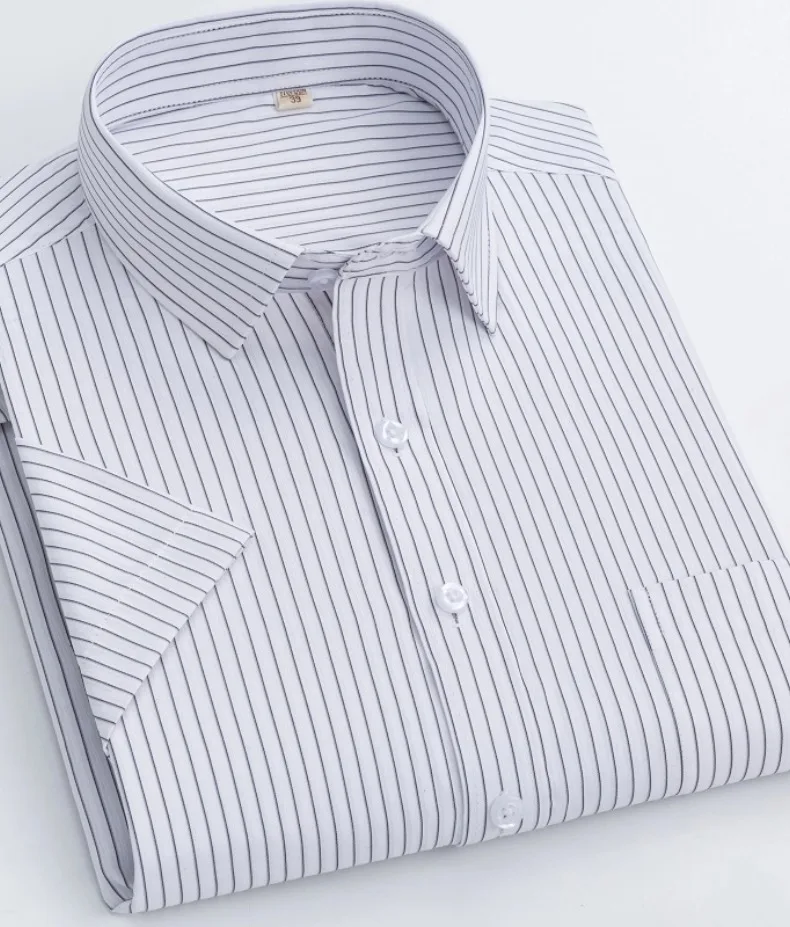 Summer thin men's business social short-sleeved shirt professional formal striped casual non-ironing breathable shirt slim fit