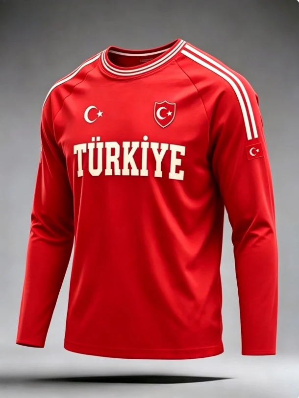 Türkiye round neck long sleeved T-shirt 3D printed fashionable versatile breathable quick drying daily long sleeved shirt