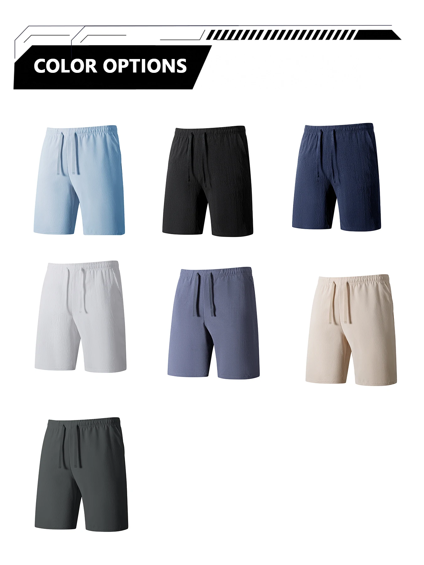 New Men's Shorts Pants Male Summer Breathable Solid Color Trousers Fitness Streetwear Lace up Bottoms