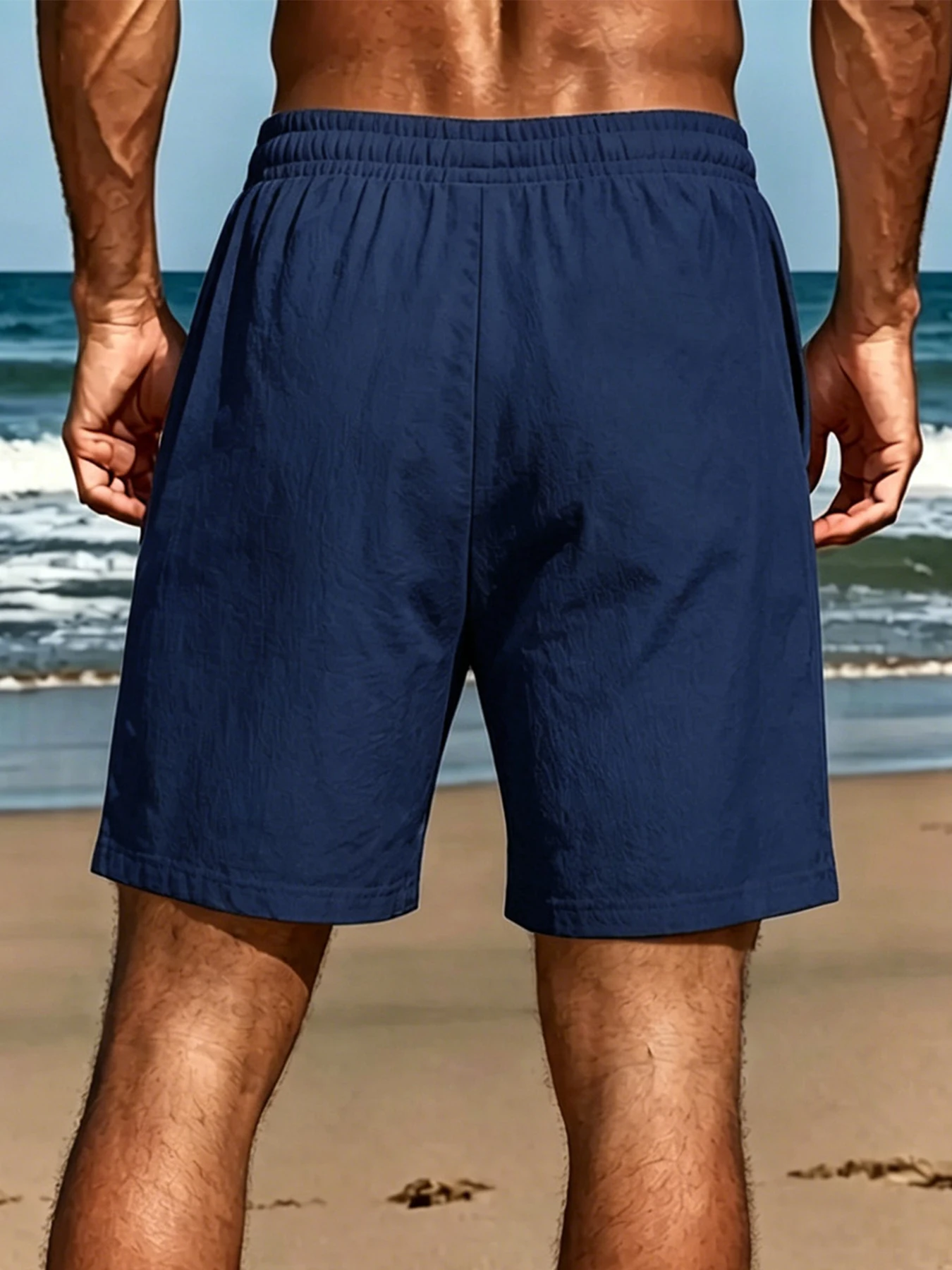 New Men's Shorts Pants Male Summer Breathable Solid Color Trousers Fitness Streetwear Lace up Bottoms
