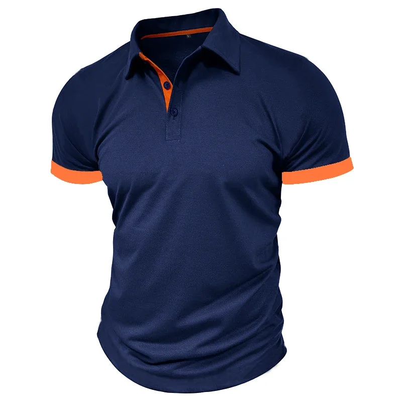 Summer Men's Short Sleeve Polo Shirt Lapel Oversize Solid Color T Shirts Breathable Streetwear Sport Activities Shirts Man