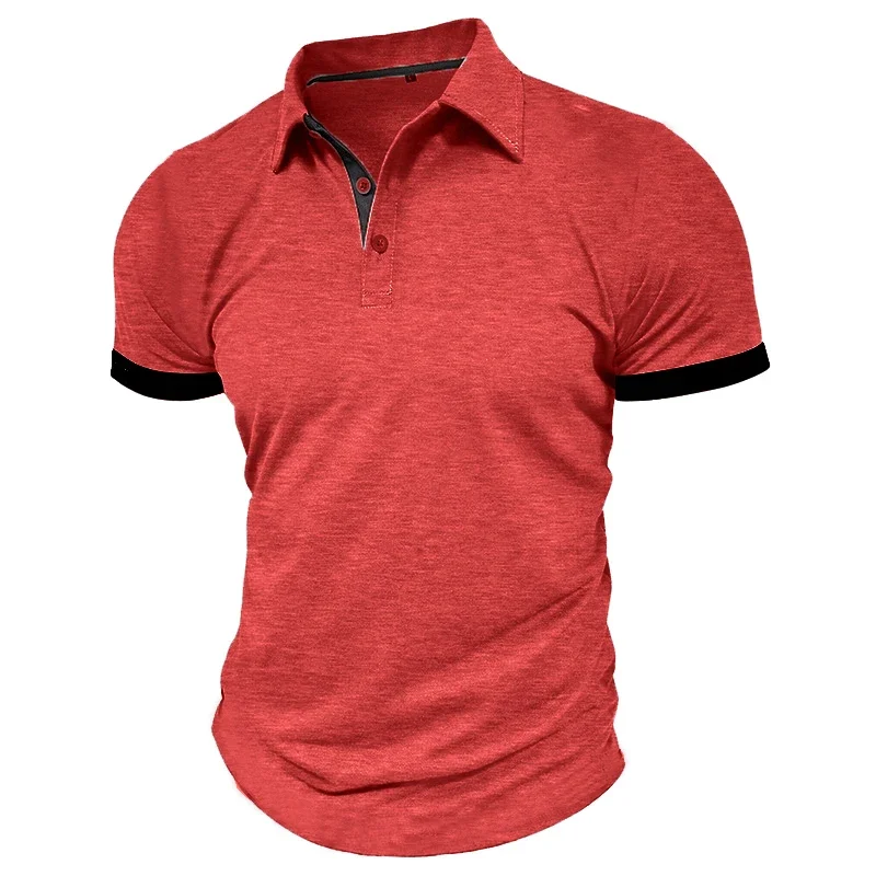 Summer Men's Short Sleeve Polo Shirt Lapel Oversize Solid Color T Shirts Breathable Streetwear Sport Activities Shirts Man