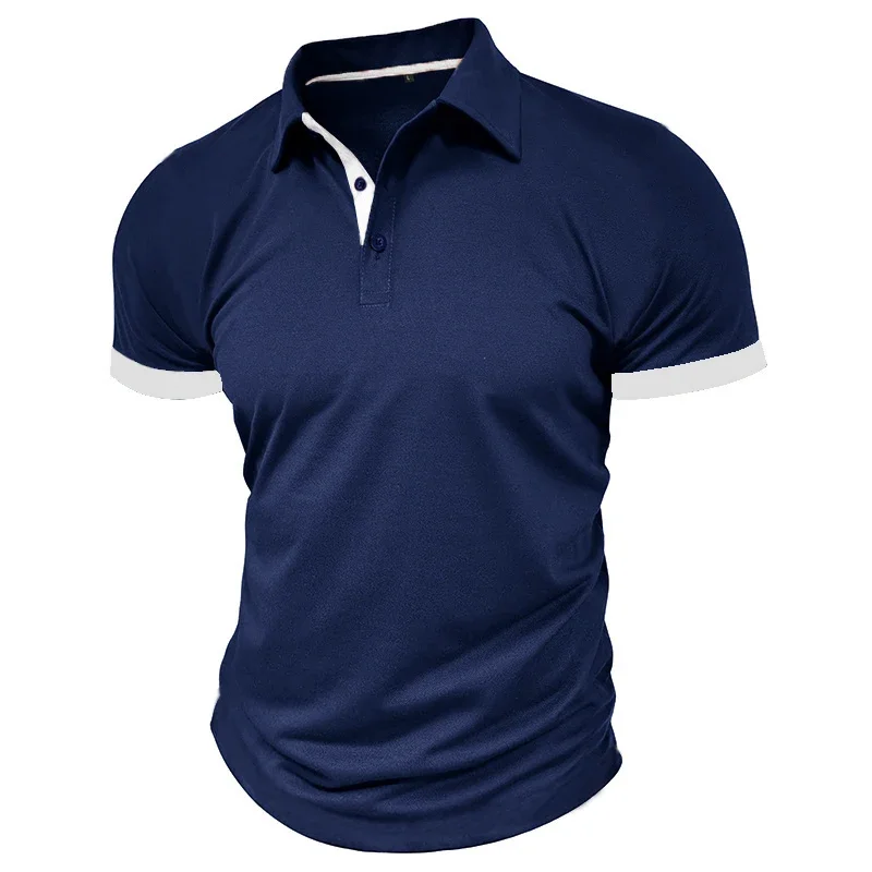 Summer Men's Short Sleeve Polo Shirt Lapel Oversize Solid Color T Shirts Breathable Streetwear Sport Activities Shirts Man