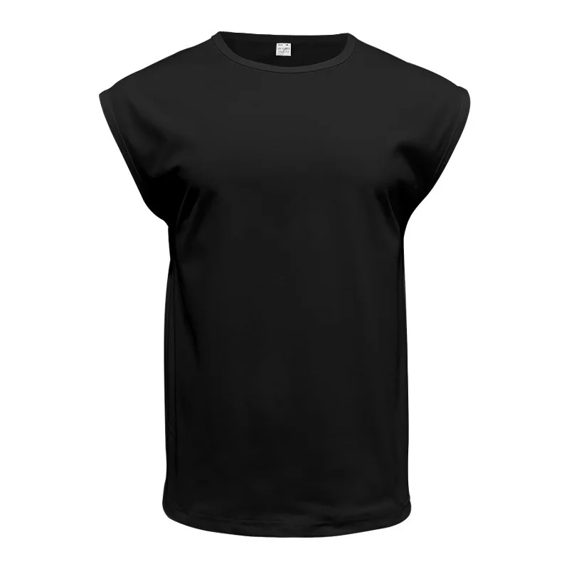 Men's Loose Short Sleeve T-Shirt round Neck Sleeveless Casual Breathable Summer Sports Basic Vest