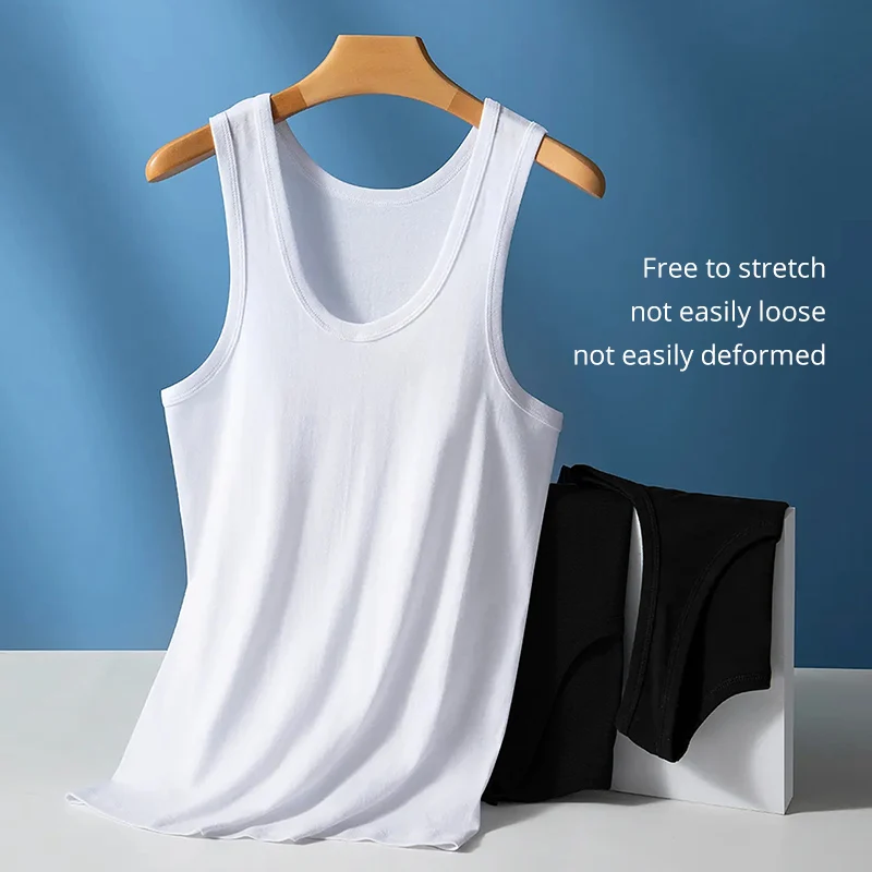 1/3 Piece Men's Four Season Solid Color Plus Size Vest Comfortable Pure Cotton Youth Sports And Fitness Top Middle-aged Base T