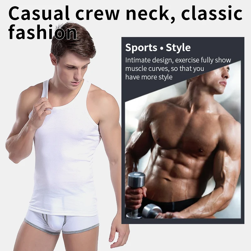 1/3 Piece Men's Four Season Solid Color Plus Size Vest Comfortable Pure Cotton Youth Sports And Fitness Top Middle-aged Base T