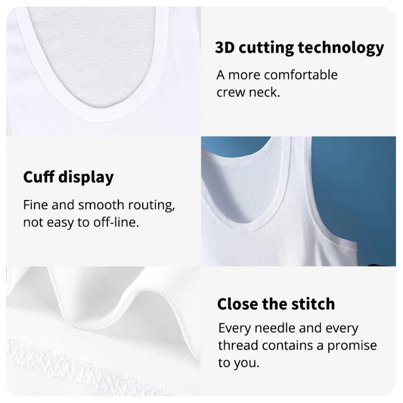 1/3 Piece Men's Four Season Solid Color Plus Size Vest Comfortable Pure Cotton Youth Sports And Fitness Top Middle-aged Base T