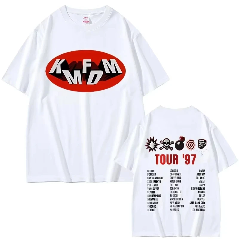 Rock Band Kmfdm Tour 97 Graphic Print T-shirt Summer Men Women Vintage Gothic Punk Streetwear Male Casual Pure Cotton T Shirts