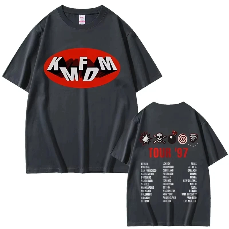 Rock Band Kmfdm Tour 97 Graphic Print T-shirt Summer Men Women Vintage Gothic Punk Streetwear Male Casual Pure Cotton T Shirts