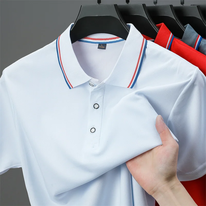 Men's Casual Solid Color Short Sleeve Polo Shirt Summer Fashionable Comfortable Versatile Top for Men