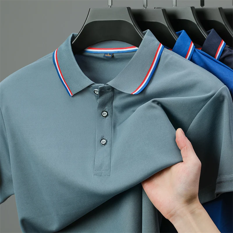 Men's Casual Solid Color Short Sleeve Polo Shirt Summer Fashionable Comfortable Versatile Top for Men