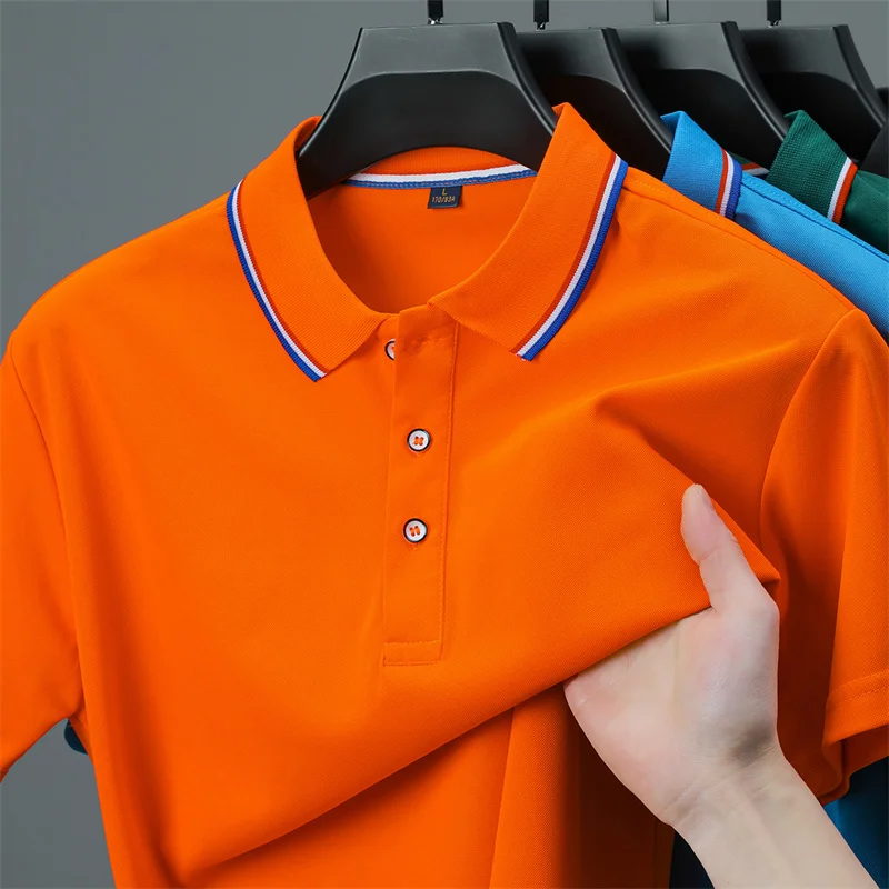 Men's Casual Solid Color Short Sleeve Polo Shirt Summer Fashionable Comfortable Versatile Top for Men