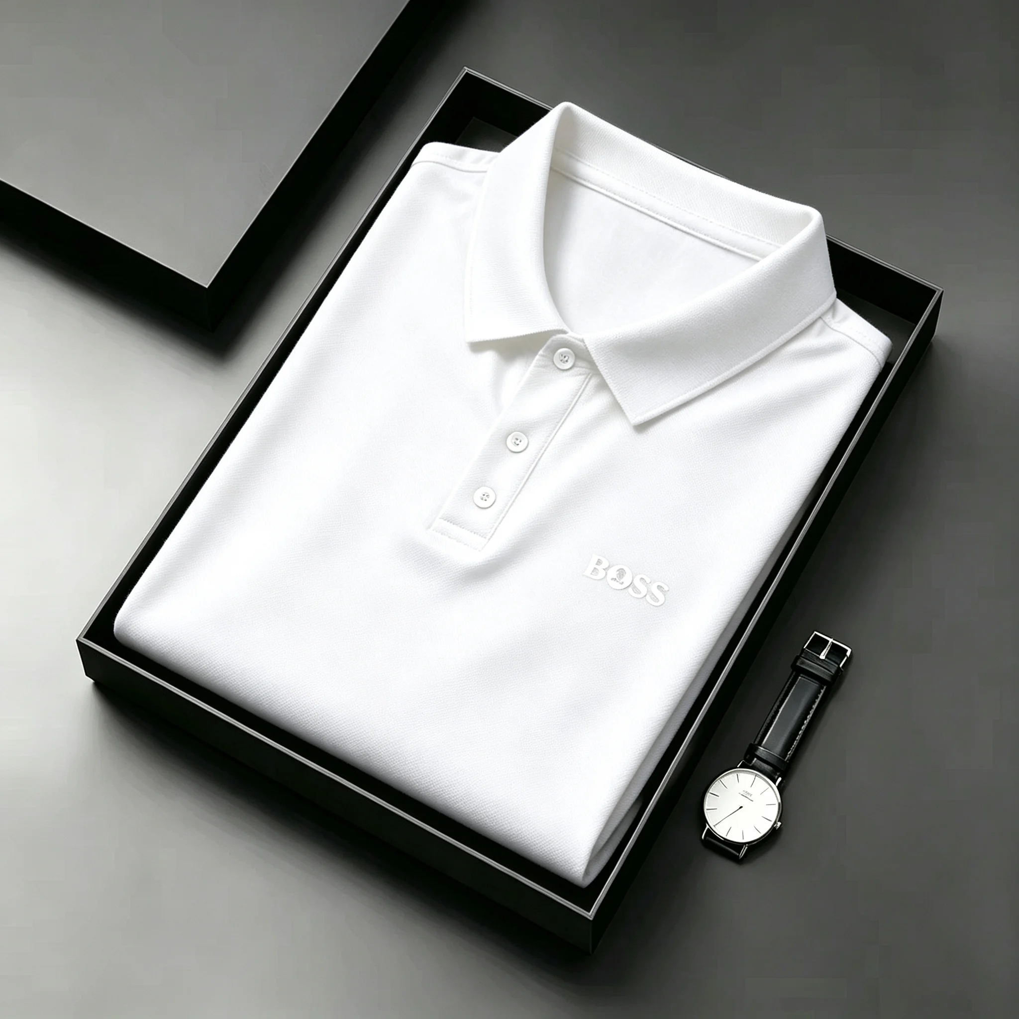 High End Men Printed Collar Polo T Shirts Summer Comfort Breathable Short Sleeve Tops Trendy Daily Casual Fashion