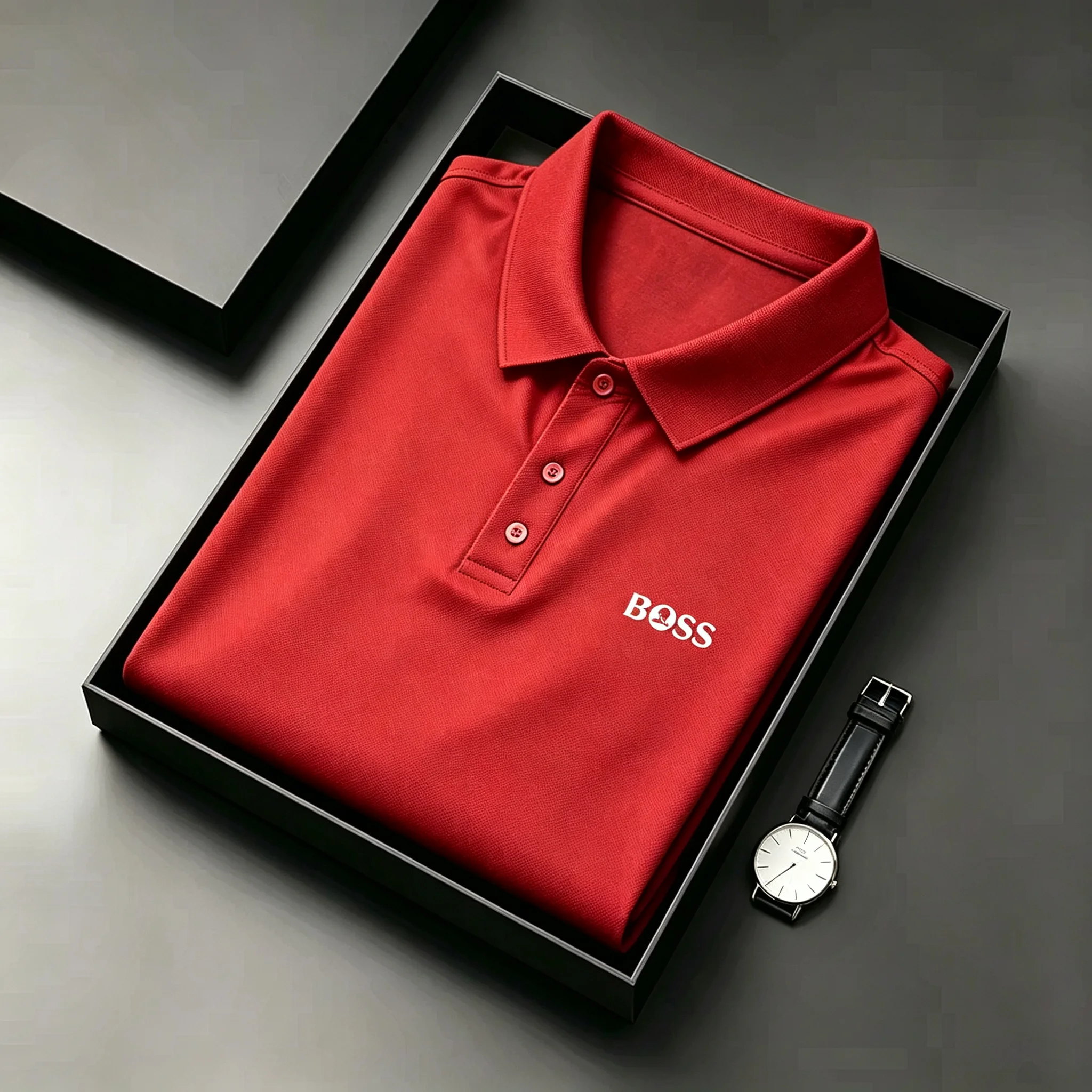 High End Men Printed Collar Polo T Shirts Summer Comfort Breathable Short Sleeve Tops Trendy Daily Casual Fashion