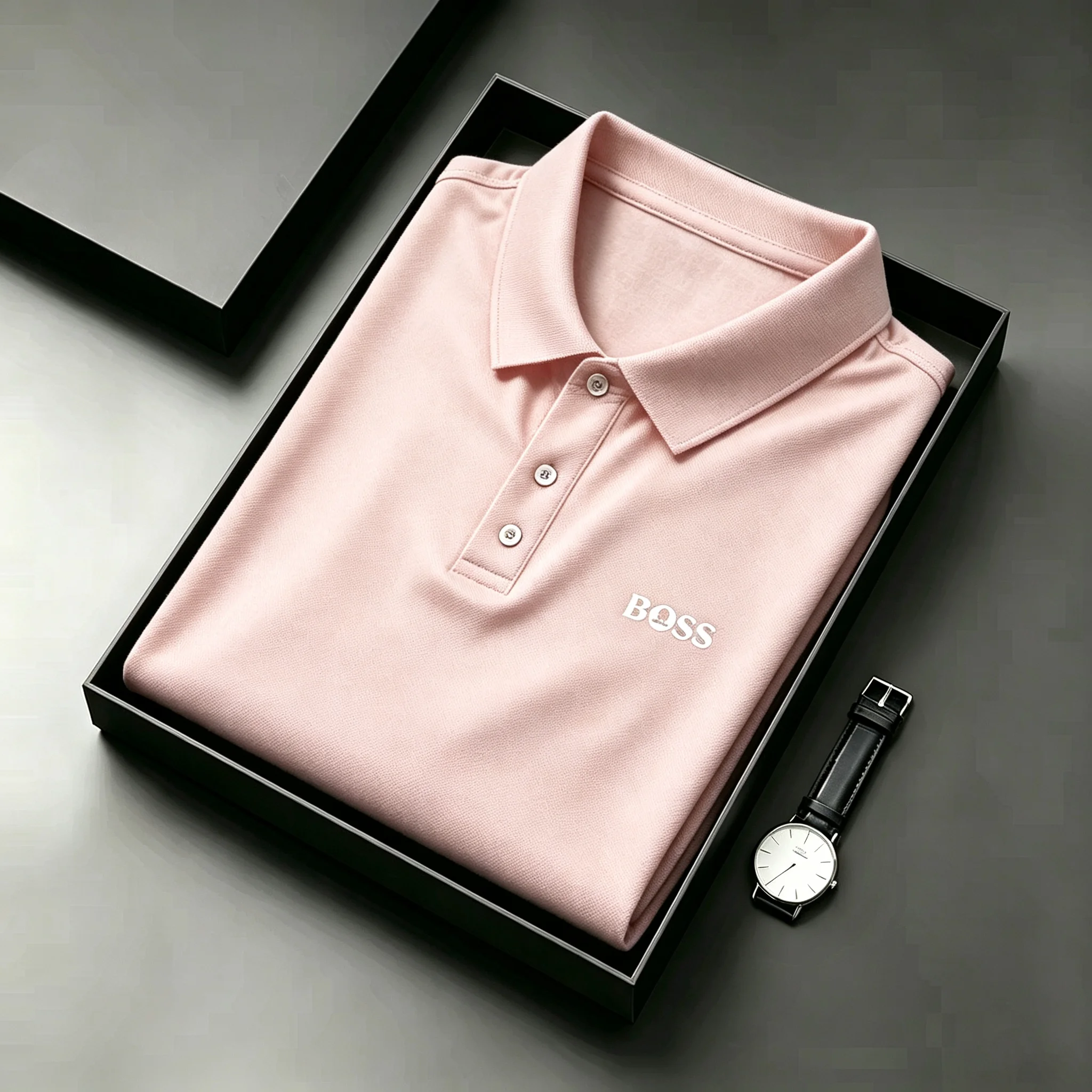 High End Men Printed Collar Polo T Shirts Summer Comfort Breathable Short Sleeve Tops Trendy Daily Casual Fashion